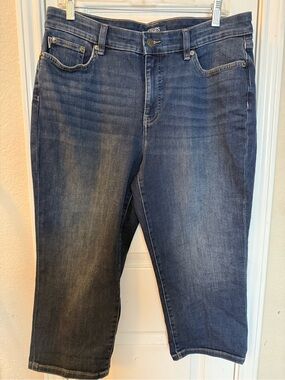 Chaps Women's Dark Blue Denim Stretch Capri Size 14